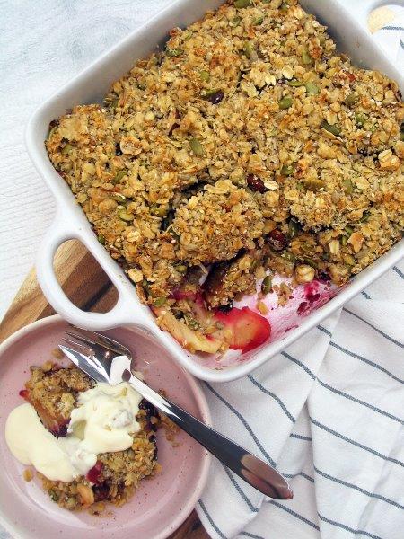 Plum-and-pear-crumble